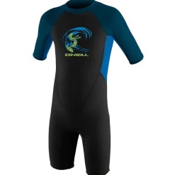 O'Neill Wetsuits<Toddler Reactor II 2MM Back Zip S/S Spring Wetsuit - Black/Ocean/Slate