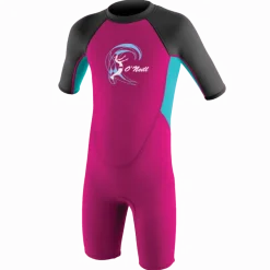O'Neill Wetsuits<Toddler Reactor II MM Back Zip S/S Spring Wetsuit - Berry/LtAqua/Graph